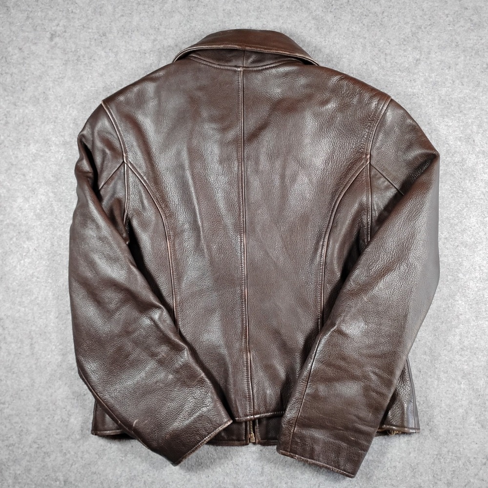 Kenneth Cole New York Womens Brown Leather Full Zip Moto Jacket Size Large L - Picture 10 of 15